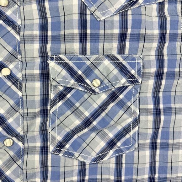 Wrangler 20X Competition Shirt Mens XL Plaid Pearl Snap Flip Cuff Western Rodeo - Picture 6 of 13